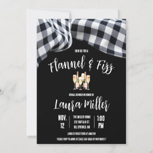 Invitación Flannel & Fizz, Plaid, Champán Bridal Shower