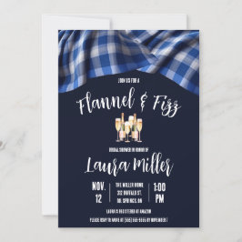 Invitación Flannel & Fizz, Plaid, Champán Bridal Shower