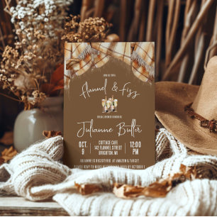 Invitación Flannel & Fizz, Plaid, Champán Bridal Shower