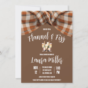 Invitación Flannel & Fizz, Plaid, Champán Bridal Shower