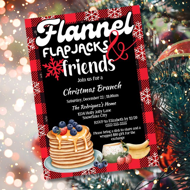 Invitación Flannel Flapjacks y amigos Navidades Brunch (Subido por el creador)