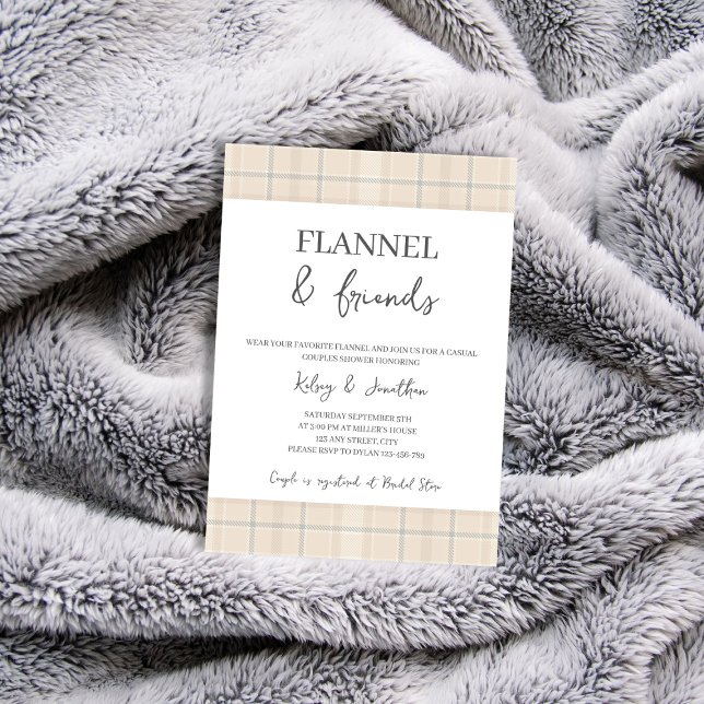 Invitación Flannel & Friends Rushall Fall Couples Shower (Flannel & Friends Rustic Fall Couples Shower Invitation)