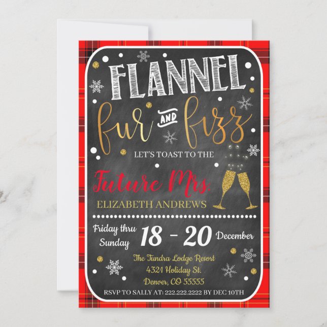 Invitación Flannel Fur Y Fizz Bachelorette (Anverso)