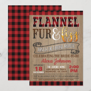 Invitación Flannel Fur y Fizz Bridal Shower