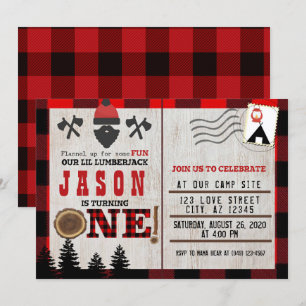 Invitación Flannel para divertirse el cumpleaños del pequeño 