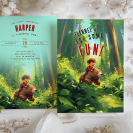 Invitación Flannel up - Lumberjack Primera fiesta de cumpleañ