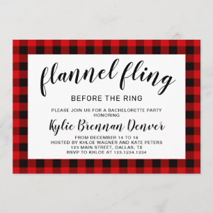 Invitación Flannel Volando Antes De La Fiesta De La Bachelore
