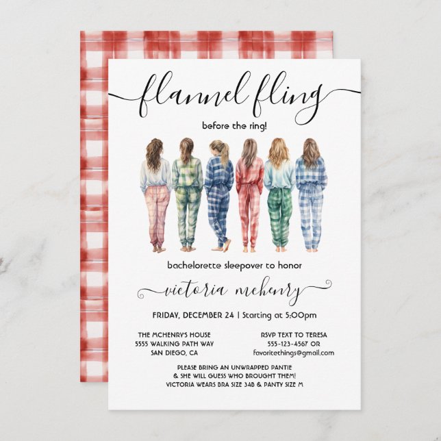 Invitación Flannel vuela antes de la fiesta de la bachillerat (Anverso / Reverso)