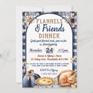Invitación Flannel y Amigos Acción de Gracias de Friendsgivin