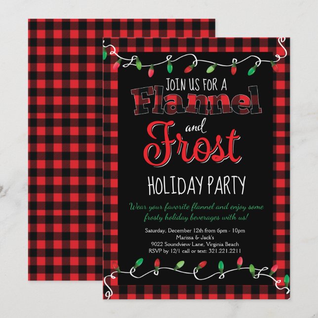 Invitación Flannel y Fiesta de Navidades de la placa negra he (Anverso / Reverso)