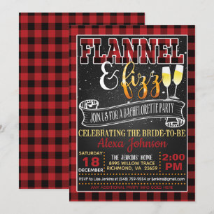 Invitación Flannel y Fizz Bachelorette Party - Rojo