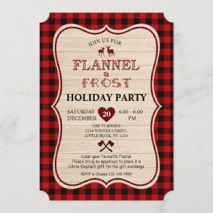 Invitación Flannel y Frost Lumberjack Navidades vacaciones