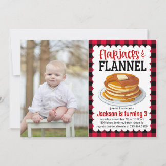 Invitación Flapjacks y Flannel Pancake Foto Cumpleaños