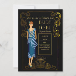 Invitación Flapper Art Deco Gatsby Bridal Shower