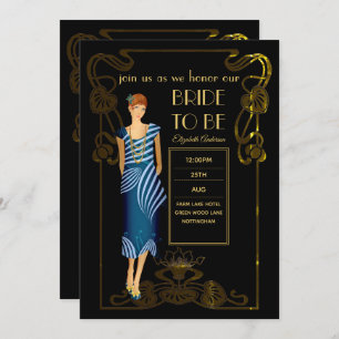 Invitación Flapper Art Deco Gatsby Bridal Shower