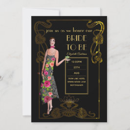 Invitación Flapper Art Deco Gatsby Bridal Shower