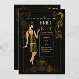 Invitación Flapper Art Deco Gatsby Bridal Shower
