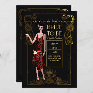 Invitación Flapper Art Deco Gatsby Bridal Shower