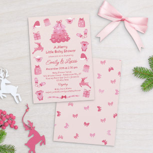 Invitación Flaquita de lazos rosados Fiesta de Baby Shower