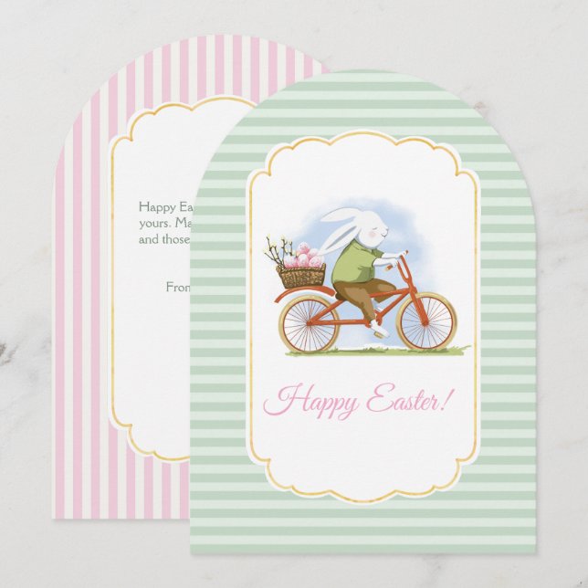 Invitación Flat Holiday Card "Happy Easter" . (Anverso / Reverso)