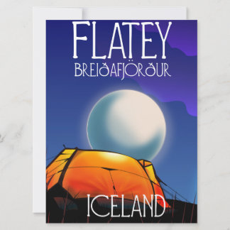 Invitación Flatey, Breiðafjörður, Islandia, póster de viaje
