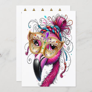 Invitación Flaunty Flamingo Mardi Gras