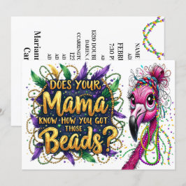 Invitación Flaunty Flamingo Mardi Gras