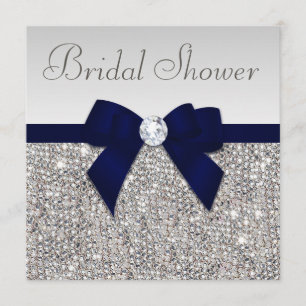 Invitación Flauta plateada secuela ducha de novia azul de vac