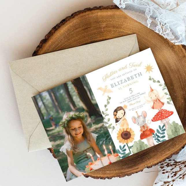 Invitación Flauta y torrente Foto Fairy Encantada Cumpleaños (Subido por el creador)