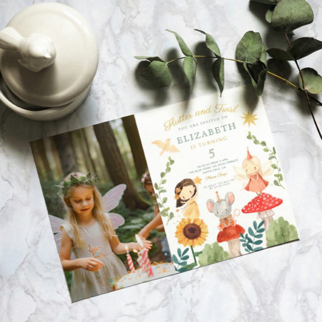 Invitación Flauta y torrente Foto Fairy Encantada Cumpleaños (Subido por el creador)