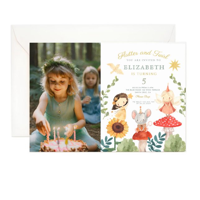 Invitación Flauta y torrente Foto Fairy Encantada Cumpleaños (Subido por el creador)