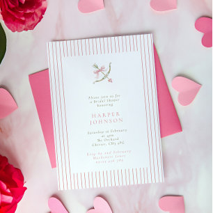 Invitación Flecha de Cupido Rosa y Rayas de Cumpleaños Bridal