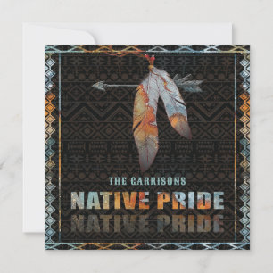 Invitación Flecha tribal retro de pluma del orgullo nativo in