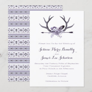 Invitación Flecha tribal y angulas morado