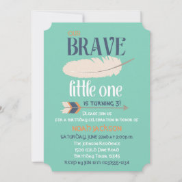 Invitación Flecha tribal y fiesta de cumpleaños de pluma verd