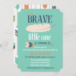 Invitación Flecha tribal y fiesta de cumpleaños de pluma verd