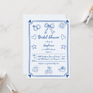 Invitación Flechas azules dibujadas a mano ducha de novia