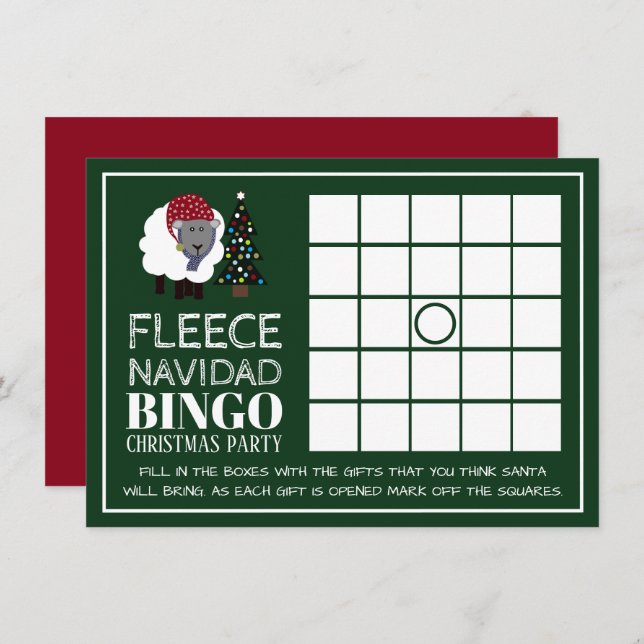 Invitación Fleece Navidad, Fiesta Navidad español Bingo (Anverso / Reverso)