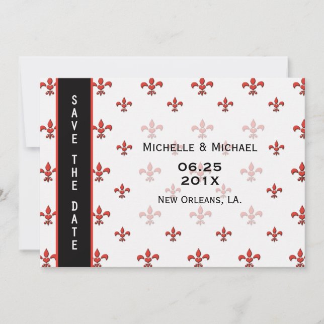 Invitación Fleur de Lis Corazón Guardar la Fecha (Anverso)