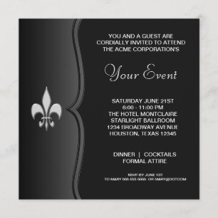 Invitación Fleur De Lis Fiesta Corporativa de Corbata Negra