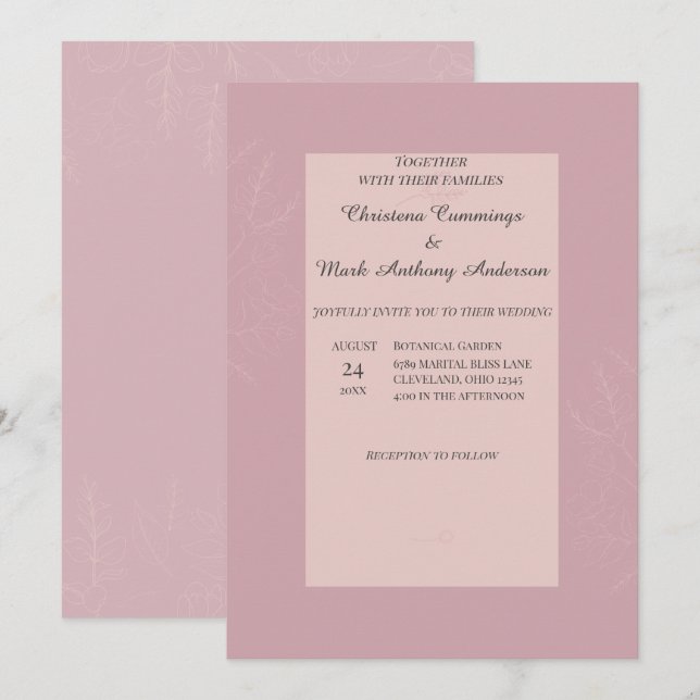Invitación Fleur de Satin Wedding (Anverso / Reverso)