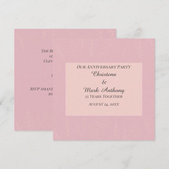 Invitación Fleur de Satin Wedding Anniversary (Anverso / Reverso)