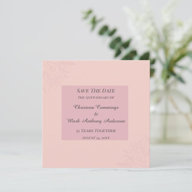 Invitación Fleur de Satin Wedding Anniversary Save The Date (Anverso de pie)