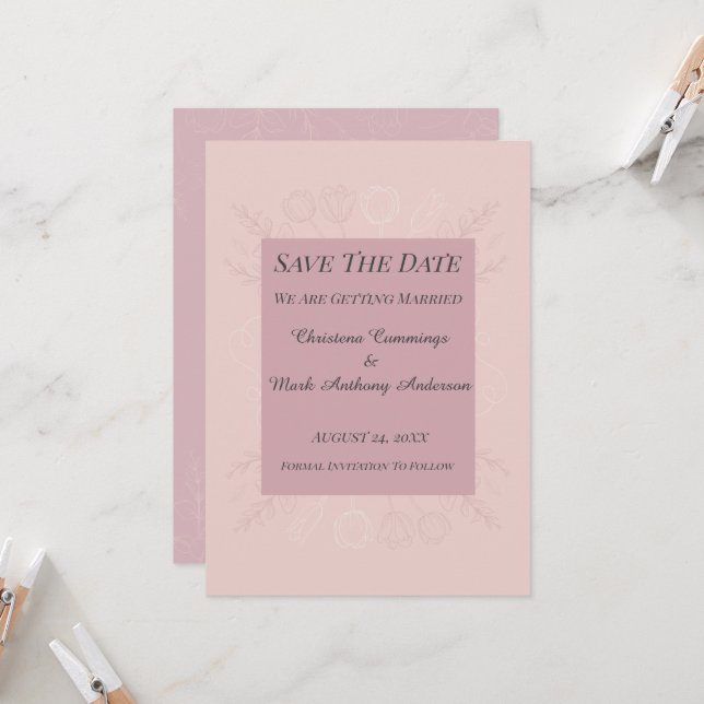 Invitación Fleur de Satin Wedding Save The Date Announcement (Anverso/Reverso In Situ)
