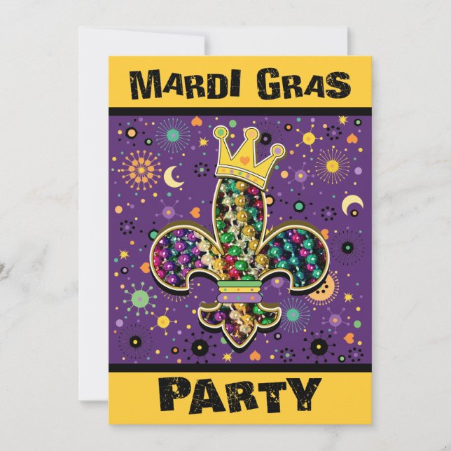 Invitación Fleur del Mardi Gras celebra (Anverso)