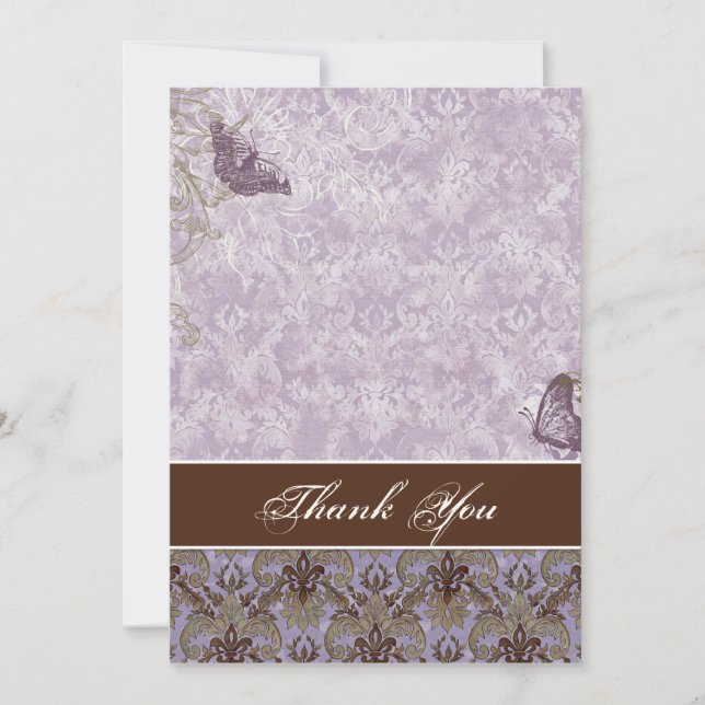 Invitación Fleur di Lys Damask - Notas de agradecimiento al B (Anverso)