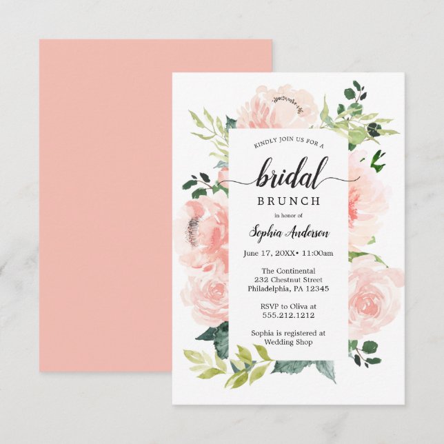 Invitación Fleur Jolie Bonito Floral Bridal Shower Invita (Anverso / Reverso)