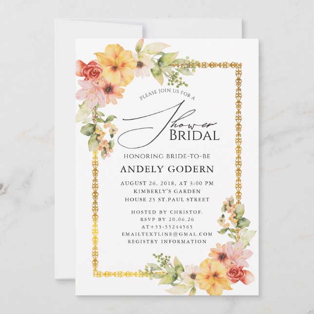 Invitación Fleurs Pastel Modern Bridal Shower Invitation (Anverso)