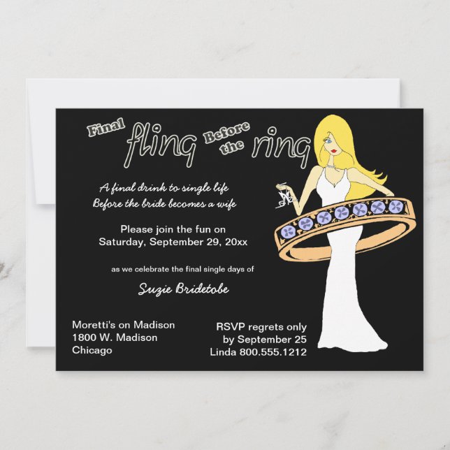 Invitación Fling final antes de la novia cabelluda del (Anverso)