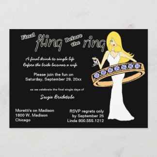 Invitación Fling final antes de la novia cabelluda del